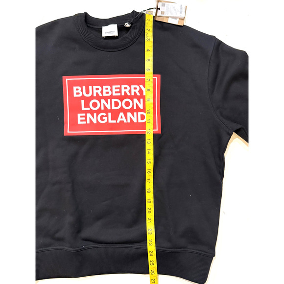 Burberry Sweatshirt Mens Medium Black Red Box London England Logo Crewneck NWT - Picture 5 of 5